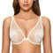 DOBREVA Donna Reggiseno Apertura Frontale Pizzo Taglie Forti con Ferretto Senza Imbottitura Avorio 6G