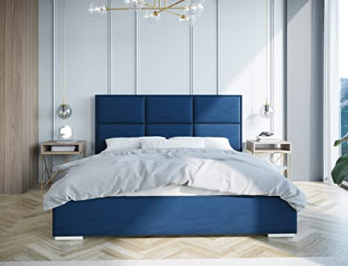 KM Möbel | Polsterbett | Rückenlehne aus Polsterplatten | Bett mit Lattenrost und Stauraum | Galaxy 180x200 (Bett mit Lattenrost Metallrahmen)