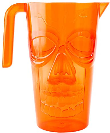 Vfm - Halloween Skull Jug, Halloween Accessories, Scary Decorations, Spooky Dinner Party, Novelty Jug, Orange