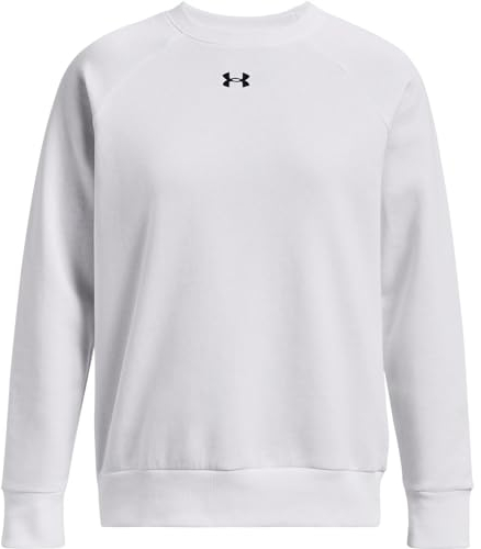 Under Armour Damen Rival Fleece Crew Sweatshirt, Weiß/Schwarz, L
