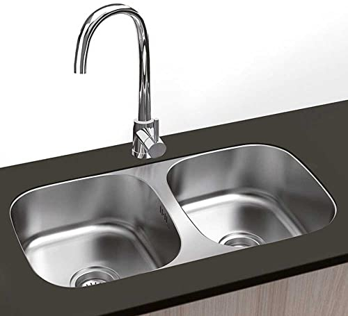 Gresinex | Fregadero Cocina Atenas Redondo Bajo Encimera 74.5 X 41 Atenas 2 Senos - Acero INOX Aisi 304 (Sin Tabla de Corte)
