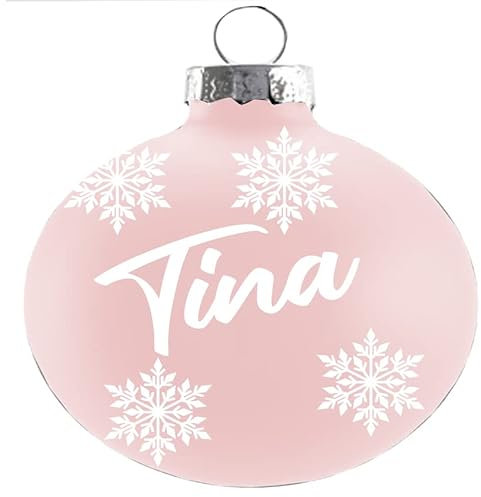 Weihnachtskugel mit Name Bedruckte aus Glas 10cm Wunschtext | Matt &Glänzend Personalisierte Christbaumkugel Groß | Weihnachten, Weihnachtsbaumschmuck | Kugeln (Matt, Rosa)