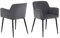 AC Design Furniture Karla Esszimmerstühle mit Rückenlehne 2er-Set, Gepolsterter Esszimmerstuhl im modernen Stil, dunkelgrauer Gepolsterter Stoffsitz mit Schwarzen Metallbeinen, Bürostuhl ohne Rollen