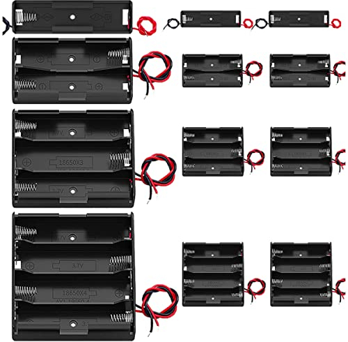 MKBKLLJY 12Pack 18650 Battery Holder Bundle with Wires,3x1 18650 Battery Holder 3.7V,3x2 18650 Battery Holder 7.4V,3x3 18650 Battery Holder 11.1V,3x4 18650 Battery Holder 14.8V,with Leads,for DIY