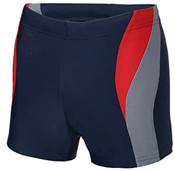 Ladeheid Bañador corto para hombre, calzoncillos tipo bóxer para hombre, para la playa y la piscina, cómodo y cómodo, LA40-255, Azul Marino/Rojo/Gris, 3XL