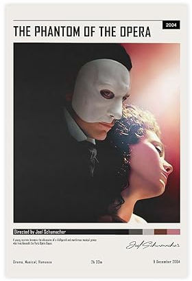 QUNAN Filmposter The Phantom Of The Opera auf Leinwand, ungerahmt: 40 x 60 cm