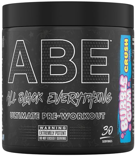 Applied Nutrition ABE Pre Workout - All Black Everything Pre Workout Powder, Energy & Physical Performance with Citrulline, Creatine, Beta Alanine (375g - 30 Servings) (Bubblegum Crush)