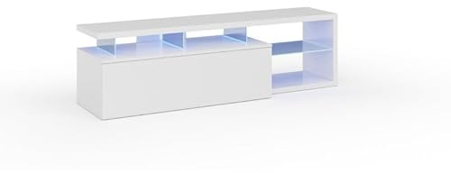 HOGAR24 ES Mueble de Salón para TV con Luces Led, Color Blanco Brillo