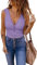 GeGekoko Top da donna in pizzo sexy con scollo a V, elegante, senza maniche., viola chiaro, XL
