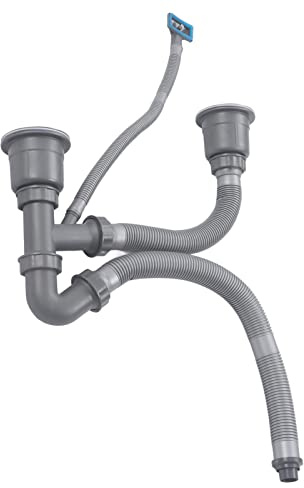 lyrlody Kit de Drenaje de Fregadero Doble, Drenaje Rápido, Ampliable, Múltiples Desodorantes, Kit de Drenaje Universal para Fregadero de Cocina con Fácil Instalación