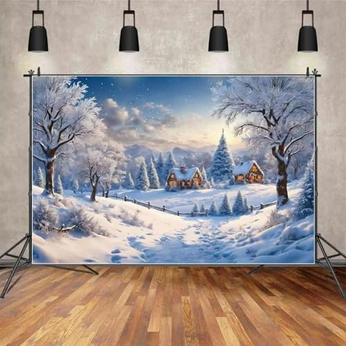 Kulisse Weihnachtsdorf Fotoanruf Hintergrund Winterdekoration Schneeberg Wald Fotoshooting Fotografie Zubehör 350x230cm