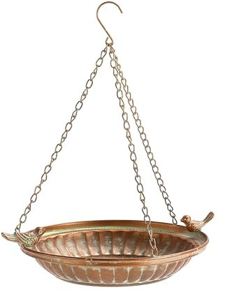 Retrome Vogeltränke zum Aufhängen für den Außenbereich, Vogelfutterspender für den Außenbereich, mit Hofkunst, 27,9 cm B 5,6 cm D, Metall, Vogelfutterstation für Hinterhof, Hof, Terrasse,