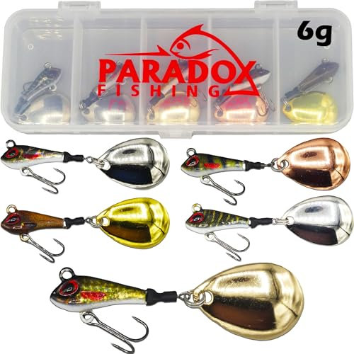 Paradox Fishing Jig Spinner 5er Set 6g Delusory 2.0 Spin Jig zum Barsch Angeln Barsch Köder Zander Spinnerbait Spinn Köder – optimaler Barschköder