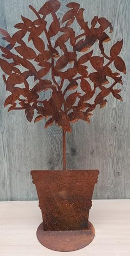 Generisch NEU !! Bäumchen im Topf ca. 45 cm hoch aus Metall in Edelrost Rost Fensterdekoration Baum