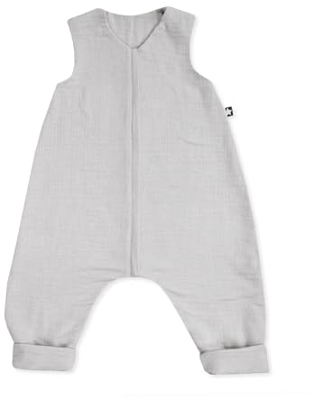 Julius Zöllner Schlafoverall Jumper Musselin 0,5 TOG Gr. 80 | 100% Baumwollmusselin | Oeko-TEX Standard 100 | grau