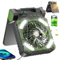 Clemas Ventilatore da campeggio ad energia solare con luci, alimentato a batteria, lanterna a LED, 10000 mAh, 10400 mAh, ricaricabile, per tende ventilatore per casa e attività all'aperto - Rimani