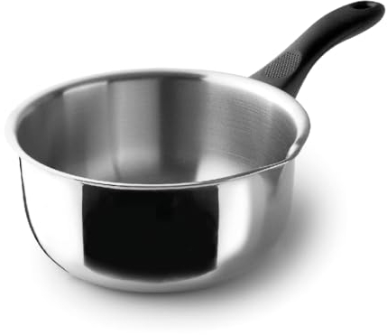 Lacor - 31312 - Cazo Recto Vertidor Garinox, Acero Inoxidable, Pico Vertidor, Mango Ergonómico de Baquelita, 0.5 Litros, Apto para Inducción, No apto para Horno, Apto para Lavavajillas, Ø12cm
