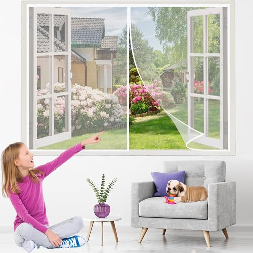 Magnetica per Zanzariera 55x75cm Bianco Zanzariere su Misura Chiudi Automaticamente Rete di Ottima qualità senza forare per Balconi Portefinestre