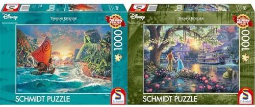 Schmidt Spiele 58030 Thomas Kinkade, Disney, Vaiana, Moana, 1000 Teile Puzzle, Normal & 57527 Thomas Kinkade, Disney, Froschkönig