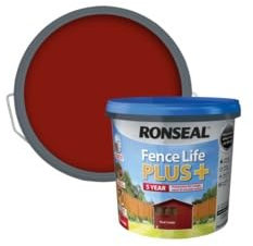 FAB INT PRODUCTS Fence Paint 5L - Garden Shed Paint, Furniture Paint - Outdoor Exterior Wood Paint - Used On Rough Swan & Smooth Planed Wood - Dry in 4 Hours (Red Cedar)