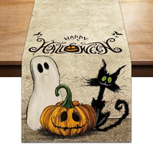 Camino de Mesa, Mantel de Halloween, Naranja, decoración de Mesa de Halloween, decoración de Temporada para mesas de Cocina, decoración, Interior, Vacaciones y Fiestas, 33 x 183 cm
