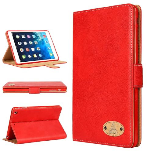 Gorilla Tech - Custodia protettiva per tutti i modelli di iPad, in vera pelle, con supporto, colore rosso, iPad Pro 12.9 (2022) di sesta generazione)
