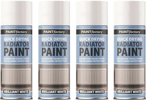 HitlineUK 4 X 400ML RADIATOR PAINT WHITE PAINT QUICK DRYING HEAT RESISTANT ENAMEL COATING PAINT
