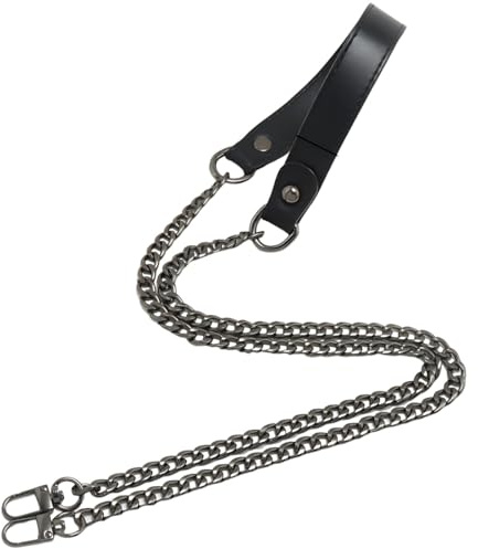 PU Leder- Kettenriemen, Kette Trageriemen Größe Gesamtlänge 120 cm Gelten für Damen Handtaschen Umhängetasche Geldbeuteln taschengurt schwarz taschenkette schulterriemen leder (Schwarz)