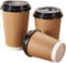 M7 Packaging Lot de 50 gobelets en papier kraft jetables avec couvercles noirs pour boissons chaudes et froides, cappuccino, expresso, 230 ml, marron avec couvercles noirs