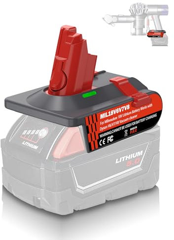 3-in-1 Upgrade Adapter for Dyson V8 V7 V6 Battery Replacement, for Milwaukee M18 Battery Converter Work for V6/V7/V8 Animal Absolute Vacuum Cleaner, with Vacuum fixing clips (No screws required)