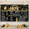 Creaher Black Gold Party Decoration for 50th Birthday - Large Back in 1975 Backdrop Banner, Sign Poster, Happy Birthday Banner, Anniversary Home Decor for Women Men