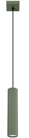 SOLLUX lighting Hängelampe Pendelleuchte Hängeleuchte Deckenlampe Lampe Decke Aluminium 1 Flammig 8 x 8 x 118 cm Karbon Olivgrün