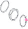 LAURITAMI 3 Stück Nasenpiercing Ring Chirurgenstahl 18G Dünn Nasenpiercing Ring Silber Set,Rosa Opal Septum Clicker Ring,8mm Helix Conch Knorpel Tragus Nasenpiercing Schmuck