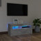 Myheimly TV Schrank, Fernsehtisch mit Stauraum LED-Leuchten, Lowboard für Fernseher, Fernsehschrank für Wohnzimmer,Holzwerkstoff Betongrau