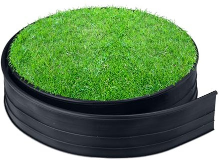 Relaxdays Rasenkante aus Kunststoff, 12 m lang, Flexibles Rasenband, Beetbegrenzung, 10 cm hoch, Wegbegrenzung, schwarz
