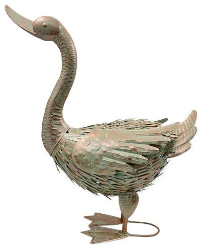 Yeomoo Metall Gans Figuren Gartendeko für Draußen - Gänse Vogel Gartenfiguren Geschenke für Frauen Männer Mama Deko Wohnzimmer Skulptur Garten Balkon Deko Kuper 48CM