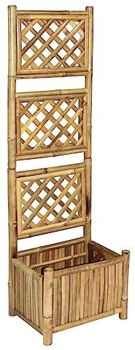 Myheimly Garten Hochbeet mit Spalier Gartenspalier Blumenkasten Rankkasten Rankgitter Rankhilfe Blumenkübel Pflanzkasten Bambus40 cm