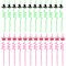 SAVITA 24pcs Fun Crazy Drinking Straws, Green and Pink Crown & Witch Hat Straws Wizard Party Favors for Birthday Halloween Themed Parties