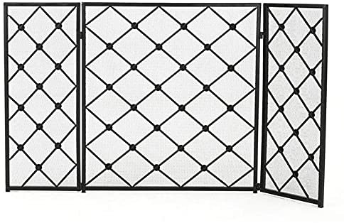 Kaminschutzgitter, Faltbares 3-Platten-Kamingitter, Schmiedeeisen-Kaminschutzgitter für Holzofen/offenes Feuer, 125 × 78 cm