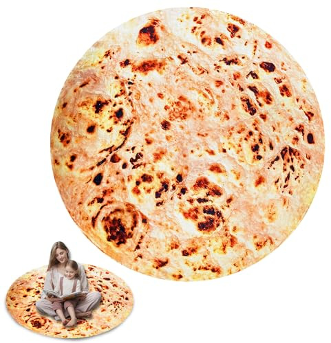 XIMEY Burrito Tortilla Decke, Weicher Warme Burrito Decke Runde Essen aus Korallenvlies, Einseitig Sofadecke Reisedecke für Schlafzimmer im Freien, Alle Jahreszeiten