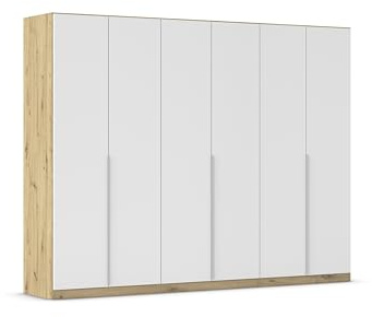 Rauch Möbel Alabama, Kleiderschrank, Farbe Weiß/Eiche Artisan, Breite 271cm | Schrank, 6-türig, Zubehör Premium, für Schlafzimmer, Kinderzimmer, Garderobe, Flur