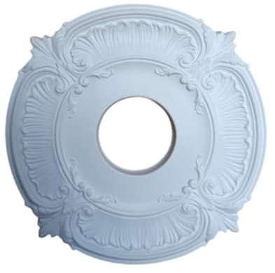 perfk Rosace de plafond en polyuréthane, Plaque de couverture pour luminaires, Coving Rosace plafond de plafond ronde, décoration de base de ventilateur de plafond, décoration pour hôtel et maison