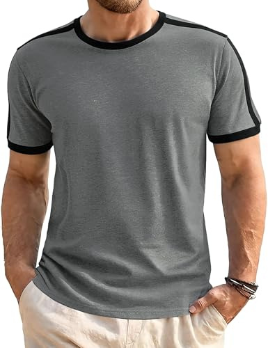 Wayleb Camiseta Manga Corta Hombre Básica de Color Liso