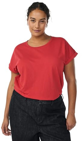 Zizzi Damen T-Shirt Große Größen Baumwolle Rundhalsausschnitt Größe Gr XL True Red