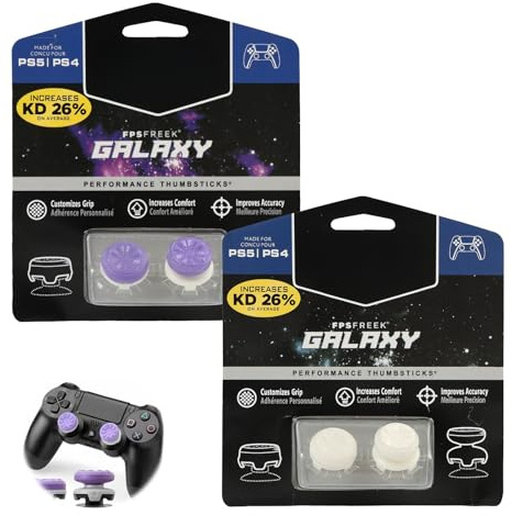 Compatible avec FPS Freek Galaxy Grips pour Manette PS5 et PS4, Rehausseurs de Joystick Iconiques pour Jeux FPS, Précision Maximale et Confort Exceptionnel, Violet, Performance Optimisée