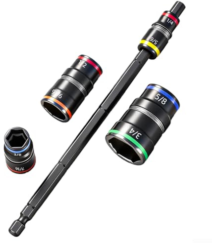 9 in 1 Flip Socket Set Designed for Impact Drivers with Magnetic Fastener Retention and 1/4 Inch Hex Shank