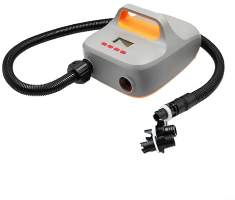GANCEI 12V Electric Air Pump for Paddle Board Surfboard, High Pressure 20PSI Inflatable Boat Pump, Fast Car Booster with 3 Nozzles for Kayak Rafting, Grey Orange