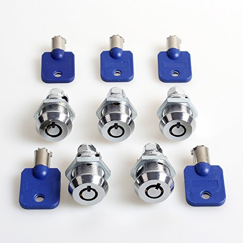 EG Starts 5 x 1,6 cm Arcade-Schlösser, kurze Geldtür-Werkzeugkasten, röhrenförmige Nockenschlösser, 5 gleiche Zahlenschlüssel für Arcade-Maschinen, Videospielkonsolen, Jamma Mame, DIY-Kit