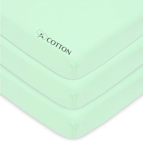 American Baby Company Mini-Spannbetttuch für Kinderbett, 61 x 96,5 cm, weich, atmungsaktiv, neutral, 100% Baumwoll-Jersey, Minze, für Jungen und Mädchen, passend für die meisten Pack N Play