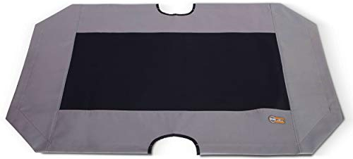 K&H Pet Products Erhöhtes kühlendes Outdoor-Hundebett, tragbar, erhöhtes Hundebett, Ersatzbezug, grau/schwarz, Netzgewebe, Größe XL, 127 x 81 cm (Kinderbett Nicht im Lieferumfang enthalten)